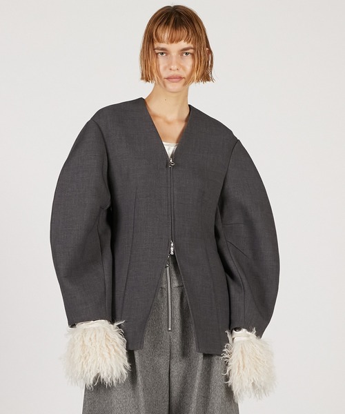 PRANK PROJECT（プランクプロジェクト）の「コクーンスリーブジップトップ / Cocoon Sleeve Zip Top（その他アウター・レディース・グレー/アイボリー/ブラック・FREE）」の14枚目の写真