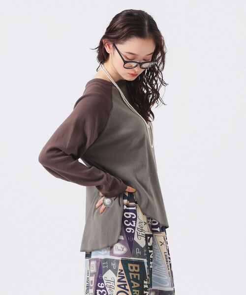 BEAMS BOY（ビームスボーイ）の「【1/15再値下げ】クレイジー ベースボール ロングスリーブ（Tシャツ/カットソー・レディース・チャコールグレー/ホワイト系その他7・ONE SIZE）」の6枚目の写真