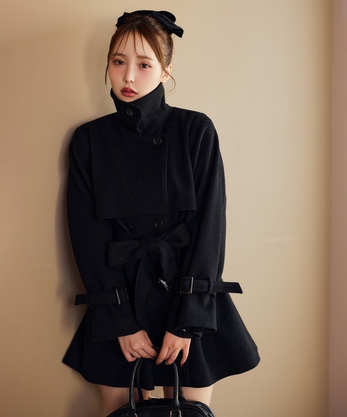 サイズ展開あり/2way/スタンドカラーミドルコート（チェスターコート