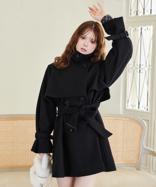 サイズ展開あり/2way/スタンドカラーミドルコート（チェスターコート