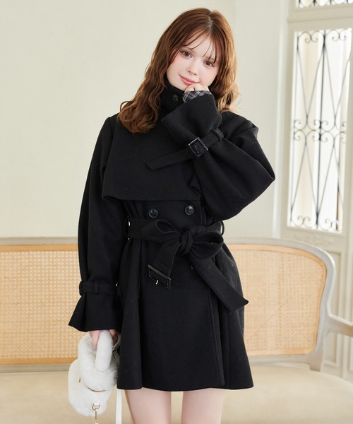 サイズ展開あり/2way/スタンドカラーミドルコート（チェスターコート