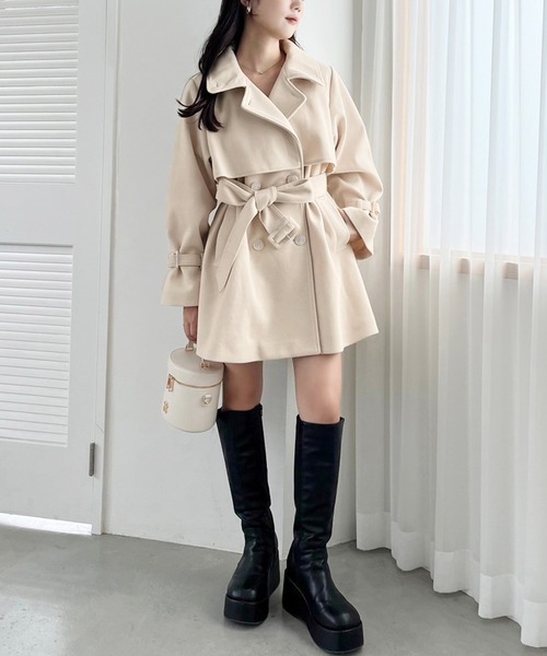 サイズ展開あり/2way/スタンドカラーミドルコート（チェスターコート