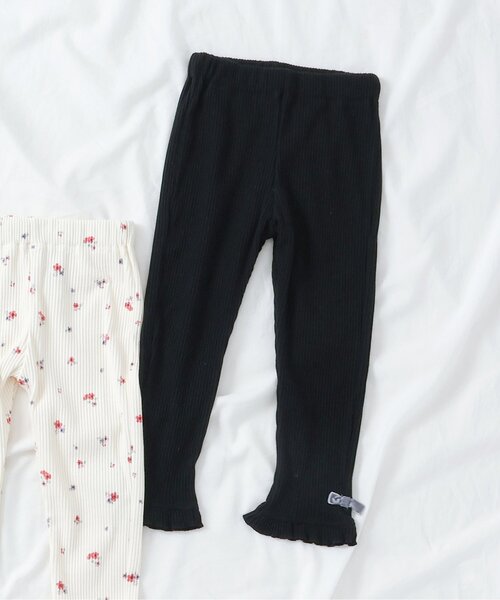apres les cours(アプレレクール)の「裾フリルレギンス/7days Style pants(レギンス/スパッツ・キッズ・ブラック/アイボリー/グレー・80/90/100/110/120/130)」の1枚目の写真