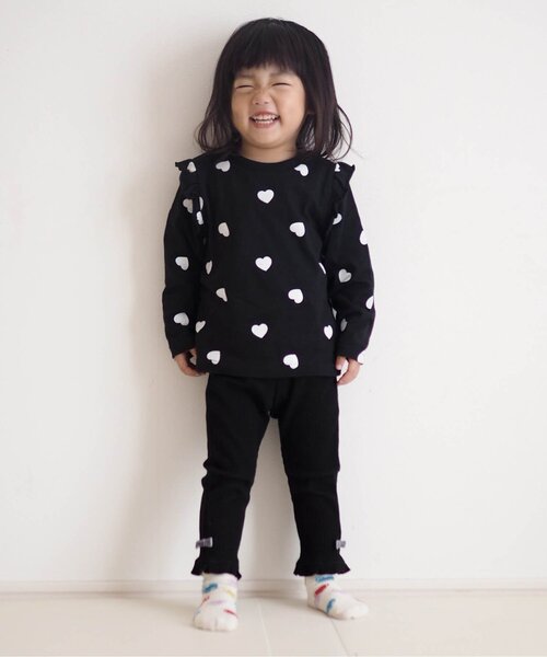 apres les cours(アプレレクール)の「裾フリルレギンス/7days Style pants(レギンス/スパッツ・キッズ・ブラック/アイボリー/グレー・80/90/100/110/120/130)」の4枚目の写真