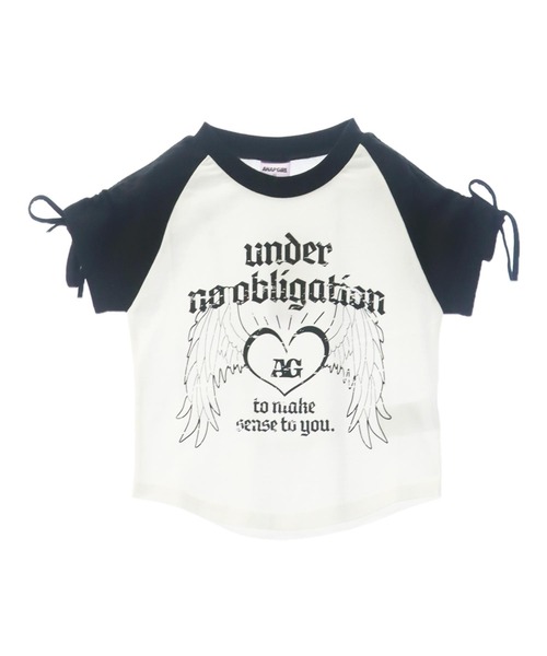 ANAP GiRL(アナップガール)の「袖 シャーリング ラグラン ミニ Tシャツ(Tシャツ/カットソー・キッズ・ホワイト/ベージュ/ブラック・XS/S/M)」の6枚目の写真