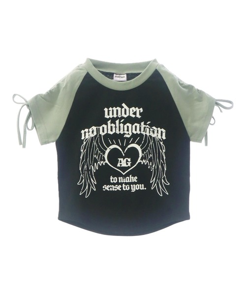 ANAP GiRL(アナップガール)の「袖 シャーリング ラグラン ミニ Tシャツ(Tシャツ/カットソー・キッズ・ホワイト/ベージュ/ブラック・XS/S/M)」の5枚目の写真