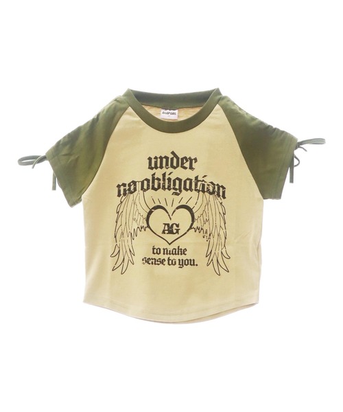 ANAP GiRL(アナップガール)の「袖 シャーリング ラグラン ミニ Tシャツ(Tシャツ/カットソー・キッズ・ホワイト/ベージュ/ブラック・XS/S/M)」の4枚目の写真