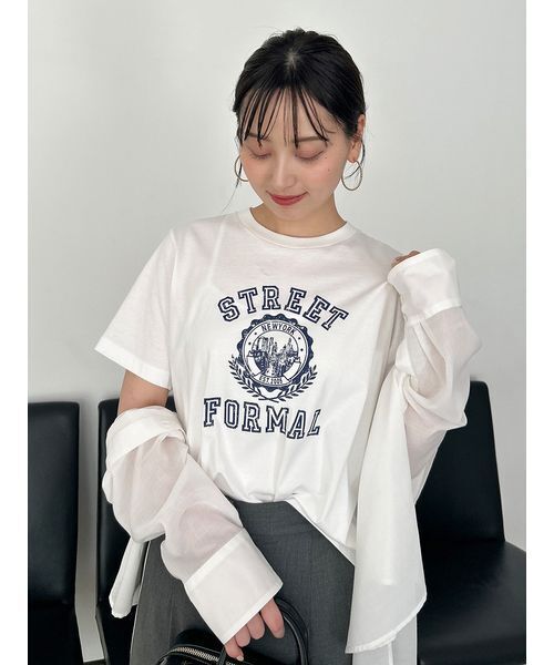 SNIDEL（スナイデル）の「プリントロゴTシャツ（Tシャツ/カットソー・レディース・グレー/バーガンディー/ホワイト・F）」の2枚目の写真