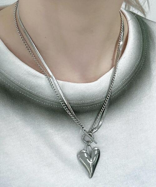 WEGO（ウィゴー）の「WEGO/ハートモチーフ2連ネックレス（ネックレス・レディース・その他1/その他3/その他2・FREE）」の2枚目の写真