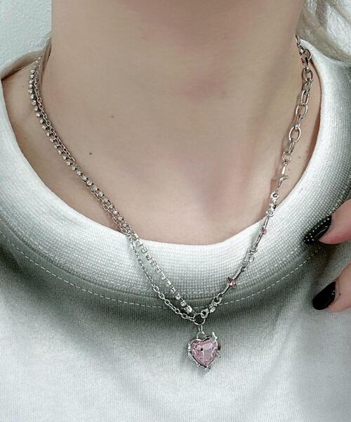 WEGO（ウィゴー）の「WEGO/ハートモチーフ2連ネックレス（ネックレス・レディース・その他1/その他3/その他2・FREE）」の3枚目の写真