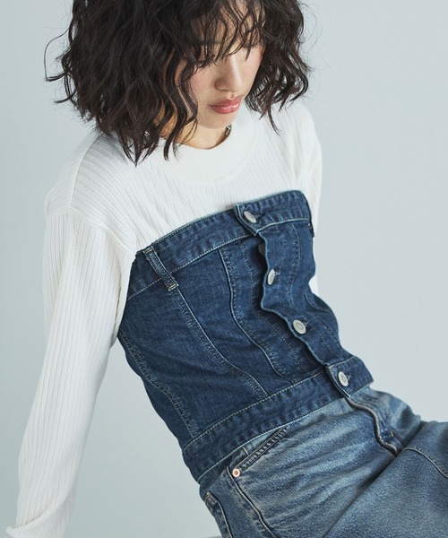 セール】SOMETHING ベアトップデニムビスチェ（チューブトップ