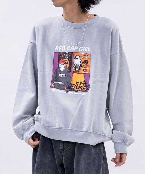 Red Cap Girl(レッドキャプガール)の「【a-r】〔RedCapGirl/レッドキャップガール〕新柄追加 ヴィンテージライク スノーウォッシュ クルーネックスウェット ユニセックス/メンズ/レディース(スウェット・メンズ・グレー/ライトグレー/ブラウン/ネイビー・MEDIUM/LARGE)」の2枚目の写真