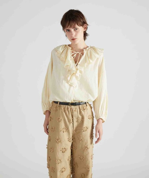 crinklecrinklecrinkle シアーラッフルブラウス crinkle crinkle crinkle】sheer ruffle blouse/シアーラッフル