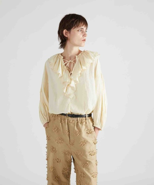 ブラウス シャツ 「crinkle crinkle crinkle」sheer ruffle blouse/シアーラッフルブラウス レディース crinkle crinkle crinkle】sheer ruffle blouse/シアーラッフル