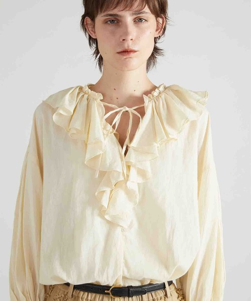 ブラウス シャツ 「crinkle crinkle crinkle」sheer ruffle blouse/シアーラッフルブラウス レディース crinkle crinkle crinkle】sheer ruffle blouse/シアーラッフル