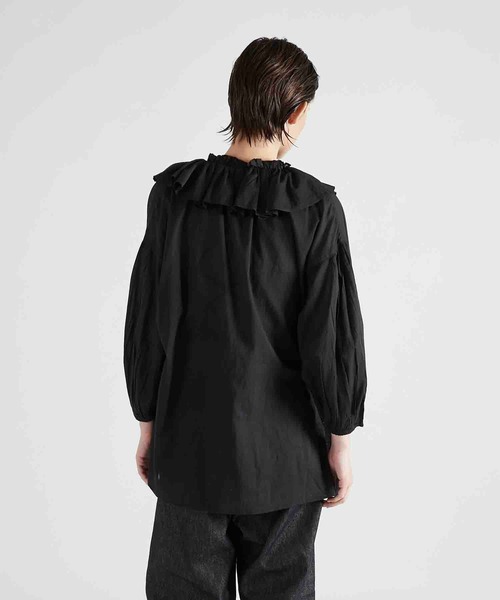 crinkle crinkle crinkle sheer blouse黒 crinkle crinkle crinkle】sheer ruffle blouse/シアーラッフル