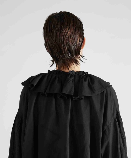 crinkle crinkle crinkle sheer blouse黒 crinkle crinkle crinkle】sheer ruffle blouse/シアーラッフル