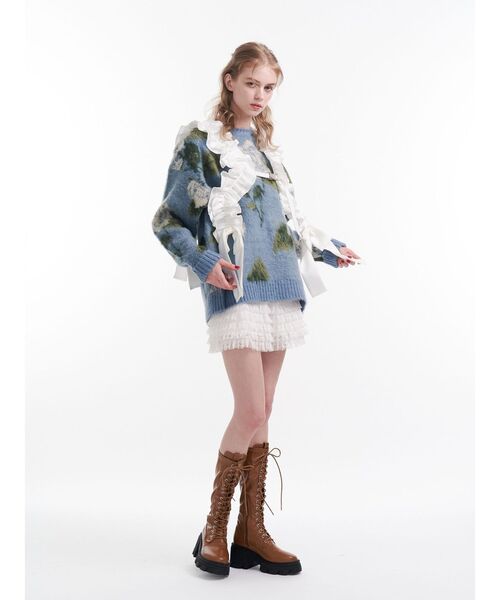 jouetie（ジュエティ）の「パターンルーズニット 花柄 ボーダー（ニット/セーター・レディース・ブラック/グレー/ブルー/アイボリー・MEDIUM）」の14枚目の写真