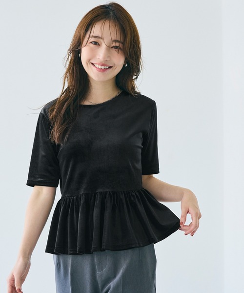 coca(coca)(コカ)の「ベロアペプラムトップス(Tシャツ/カットソー・レディース・ブラック/チャコール・L/M/S)」の19枚目の写真