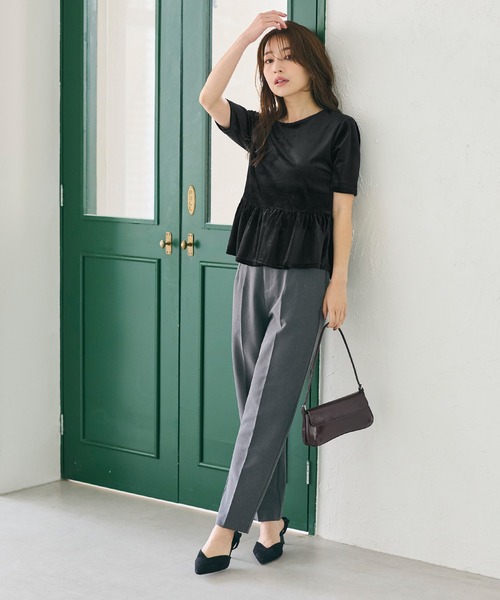 coca(coca)(コカ)の「ベロアペプラムトップス(Tシャツ/カットソー・レディース・ブラック/チャコール・L/M/S)」の13枚目の写真