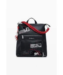 新品 Desigual 黒/白 ドットバックパック 刺繍入り2イン1バックパック I Desigual.com