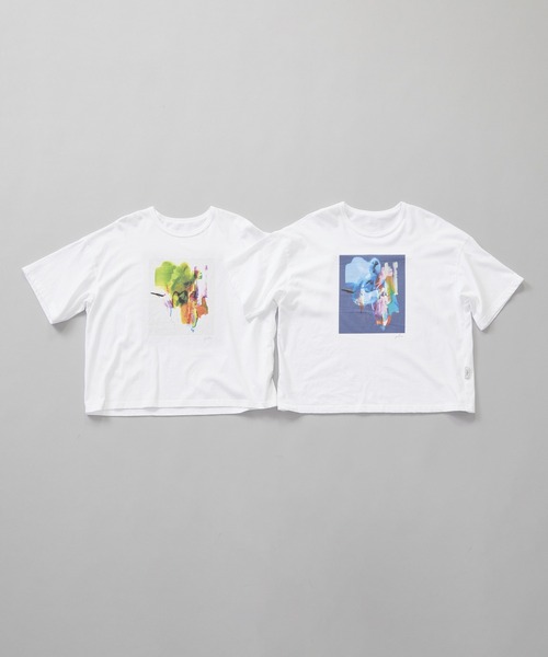 Julier Yoga and Relax（ジュリエヨガアンドリラックス）の「Julier KanakoSasakiコラボ プリントTシャツ（Tシャツ/カットソー・レディース・ホワイト×ブルー/ホワイト×グリーン・FREE）」の7枚目の写真