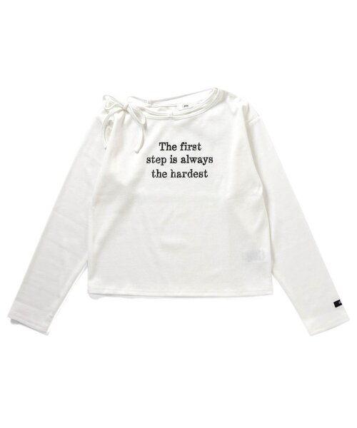 algy(アルジー)の「ネックりぼんリブロンT(Tシャツ/カットソー・キッズ・ブラック/オフホワイト/グレー・X-SMALL/XX-SMALL/SMALL/MEDIUM)」の2枚目の写真