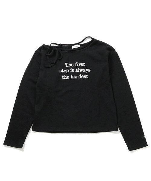 algy(アルジー)の「ネックりぼんリブロンT(Tシャツ/カットソー・キッズ・ブラック/オフホワイト/グレー・X-SMALL/XX-SMALL/SMALL/MEDIUM)」の1枚目の写真