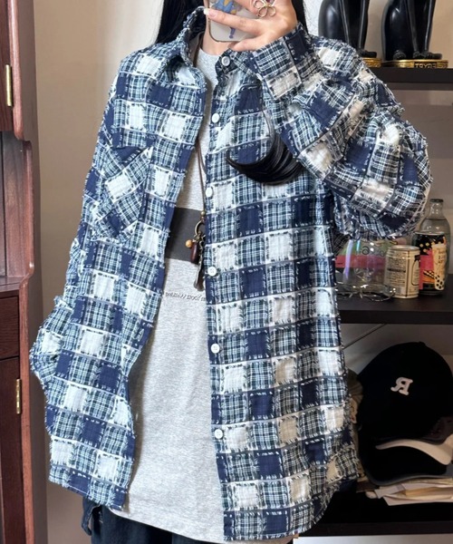 DIAVEL(ディアベル)の「【4色展開】Candy Plaid オーバーサイズシャツ(シャツ/ブラウス・レディース・ブルー/グリーン/レッド/ネイビー・M)」の14枚目の写真