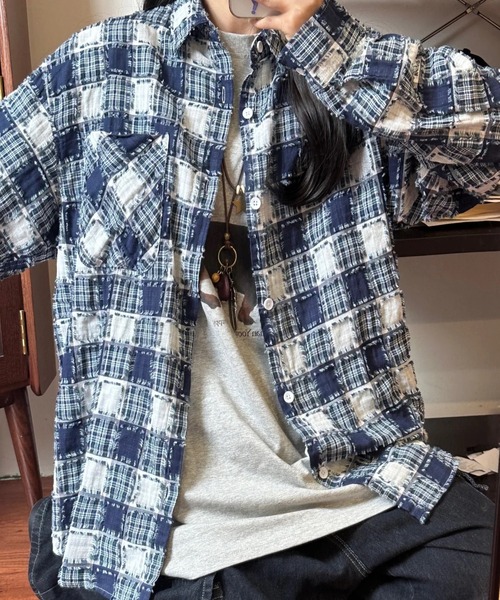 DIAVEL(ディアベル)の「【4色展開】Candy Plaid オーバーサイズシャツ(シャツ/ブラウス・レディース・ブルー/グリーン/レッド/ネイビー・M)」の15枚目の写真