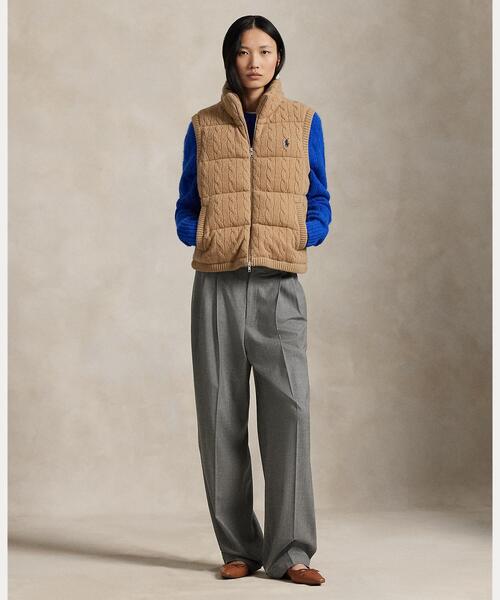 ケーブルニット ウールカシミヤ キルテッド ベスト（その他アウター