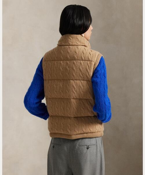 ケーブルニット ウールカシミヤ キルテッド ベスト（その他アウター