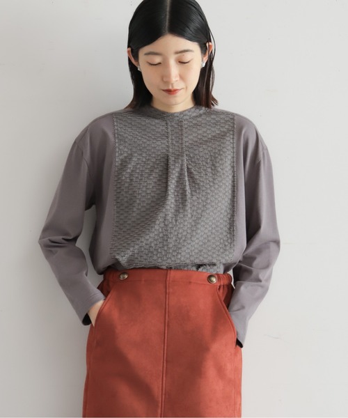 NOMBRE IMPAIR（ノンブルアンペール）の「フロントJQハイネックブラウス（Tシャツ/カットソー・レディース・ホワイト/チャコールグレー・FREE）」の2枚目の写真