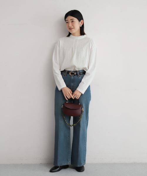 NOMBRE IMPAIR（ノンブルアンペール）の「フロントJQハイネックブラウス（Tシャツ/カットソー・レディース・ホワイト/チャコールグレー・FREE）」の3枚目の写真