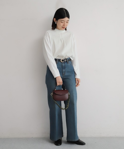 NOMBRE IMPAIR（ノンブルアンペール）の「フロントJQハイネックブラウス（Tシャツ/カットソー・レディース・ホワイト/チャコールグレー・FREE）」の4枚目の写真