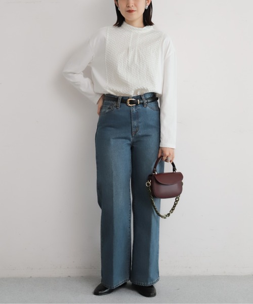 NOMBRE IMPAIR（ノンブルアンペール）の「フロントJQハイネックブラウス（Tシャツ/カットソー・レディース・ホワイト/チャコールグレー・FREE）」の5枚目の写真