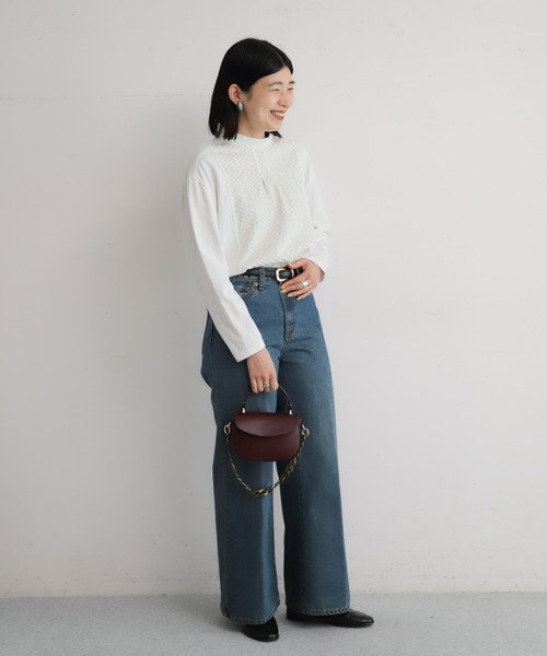 NOMBRE IMPAIR（ノンブルアンペール）の「フロントJQハイネックブラウス（Tシャツ/カットソー・レディース・ホワイト/チャコールグレー・FREE）」の9枚目の写真