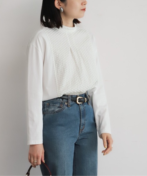 NOMBRE IMPAIR（ノンブルアンペール）の「フロントJQハイネックブラウス（Tシャツ/カットソー・レディース・ホワイト/チャコールグレー・FREE）」の8枚目の写真