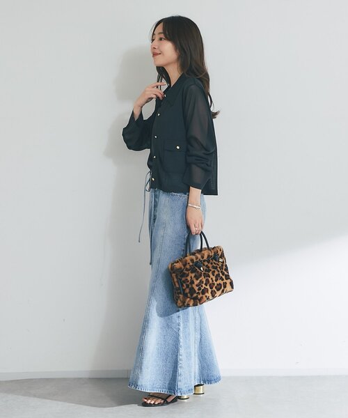 La boutique BonBon（ラブティックボンボン）の「【今すぐお届け！・美シルエット】リボンデニムマーメイドマキシスカート（デニムスカート・レディース・サックスブルー/ネイビー・36/38）」の20枚目の写真