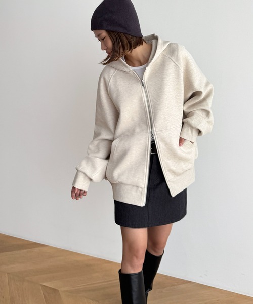 CANAL JEAN（キャナルジーン）の「choice_cnl/SEIRTAND　スウェットZIPパーカー（パーカー・レディース・オートミール/チャコールグレー・MEDIUM/LARGE）」の2枚目の写真