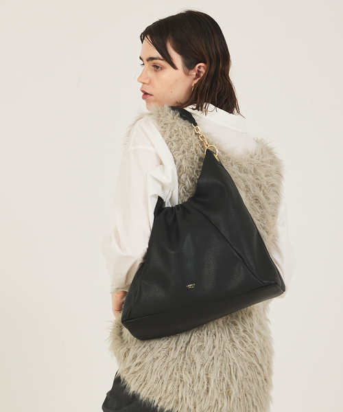 LOWELL things（ロウェル　シングス）の「Sque/ギャザーワンショルダーバッグ/A4サイズ/2WAY（トートバッグ・レディース・ブラック/アイボリー・フリー）」の3枚目の写真