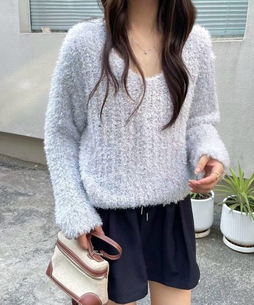STAY MOTION（ステイモーション）の「【WEB限定】ラメニットプルオーバー［大人 カジュアル 着回し力抜群］（ニット/セーター・レディース・サックスブルー/アイボリー/ベージュ・F）」の8枚目の写真