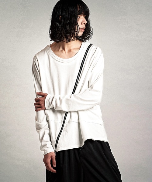 NO ID.（ノーアイディ）の「【NO ID.】Multi-Seam Zip Pullover / マルチ シーム ジップ プルオーバー（Tシャツ/カットソー・メンズ・ブラック/ホワイト/グレー・2(M)/1(S)）」の19枚目の写真