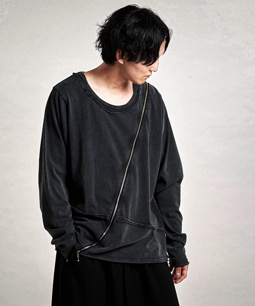 NO ID.（ノーアイディ）の「【NO ID.】Multi-Seam Zip Pullover / マルチ シーム ジップ プルオーバー（Tシャツ/カットソー・メンズ・ブラック/ホワイト/グレー・2(M)/1(S)）」の6枚目の写真