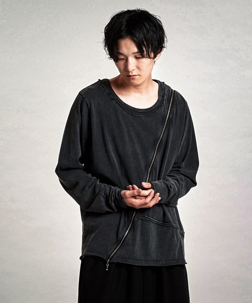 NO ID.（ノーアイディ）の「【NO ID.】Multi-Seam Zip Pullover / マルチ シーム ジップ プルオーバー（Tシャツ/カットソー・メンズ・ブラック/ホワイト/グレー・2(M)/1(S)）」の7枚目の写真