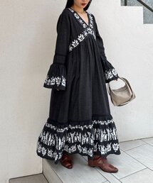 【新品 未使用】WボタンフレアスリーブVネックジャケット prose verse 洗える】Vネックワンピース【ストレッチ／セットアップ着用可