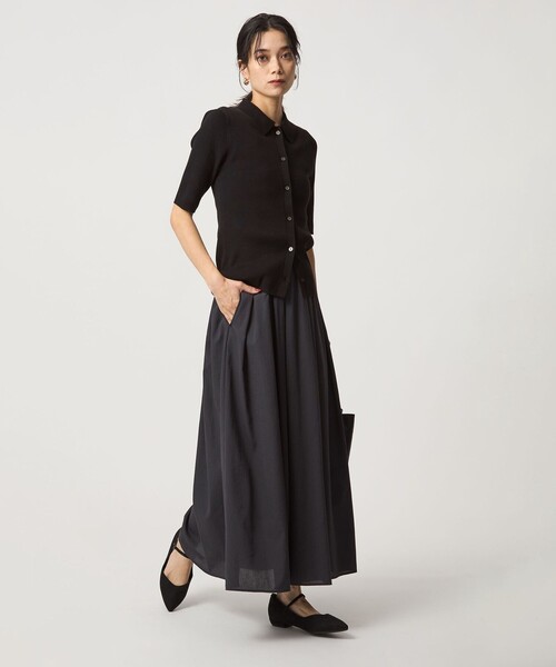 green label relaxing（グリーンレーベルリラクシング）の「＜1_OF MINE＞襟付き リブ 5分袖 ニット マシンウォッシャブル（ニット/セーター・レディース・ブラック/ホワイト/レッド・FREE）」の7枚目の写真