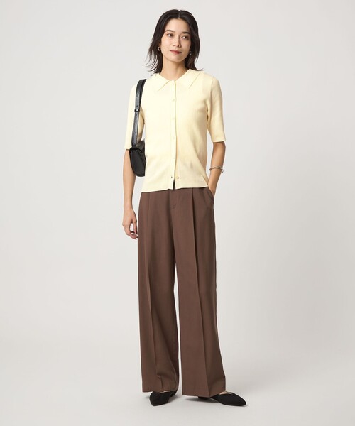 green label relaxing（グリーンレーベルリラクシング）の「＜1_OF MINE＞襟付き リブ 5分袖 ニット マシンウォッシャブル（ニット/セーター・レディース・ブラック/ホワイト/レッド・FREE）」の8枚目の写真