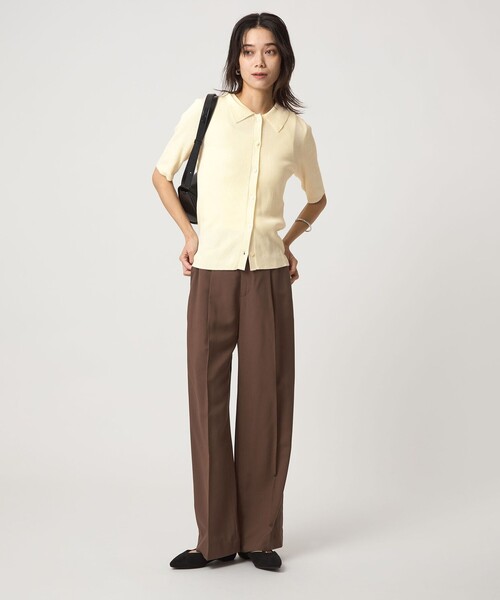 green label relaxing（グリーンレーベルリラクシング）の「＜1_OF MINE＞襟付き リブ 5分袖 ニット マシンウォッシャブル（ニット/セーター・レディース・ブラック/ホワイト/レッド・FREE）」の9枚目の写真