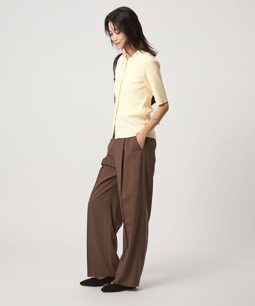 green label relaxing（グリーンレーベルリラクシング）の「＜1_OF MINE＞襟付き リブ 5分袖 ニット マシンウォッシャブル（ニット/セーター・レディース・ブラック/ホワイト/レッド・FREE）」の10枚目の写真